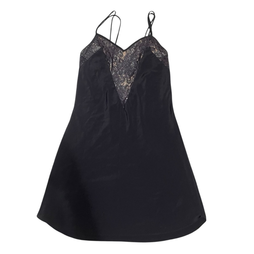 Victoria’s Secret Vintage Gold‎ Label 80’ Short Sleep Dress Black Laces Size M